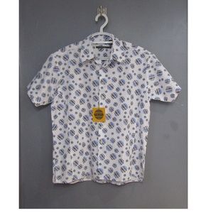 NEW Psudo White Blue Gray Short Sleeve Shirt Sz L